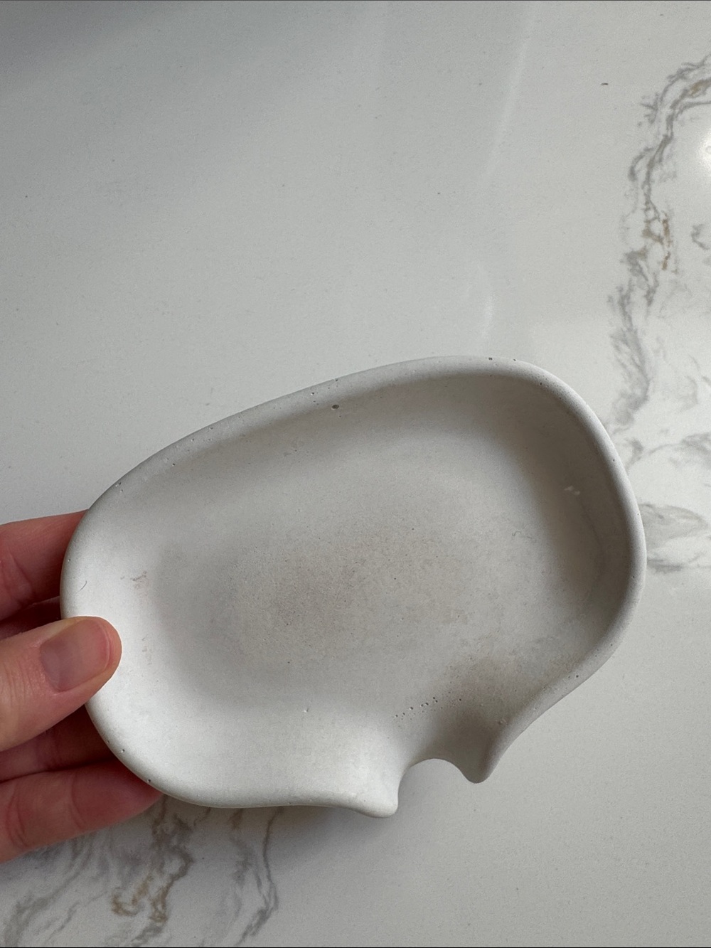 Handmade White Cement Self Draining Soap Dish - Minimal Home Bath Accessory
